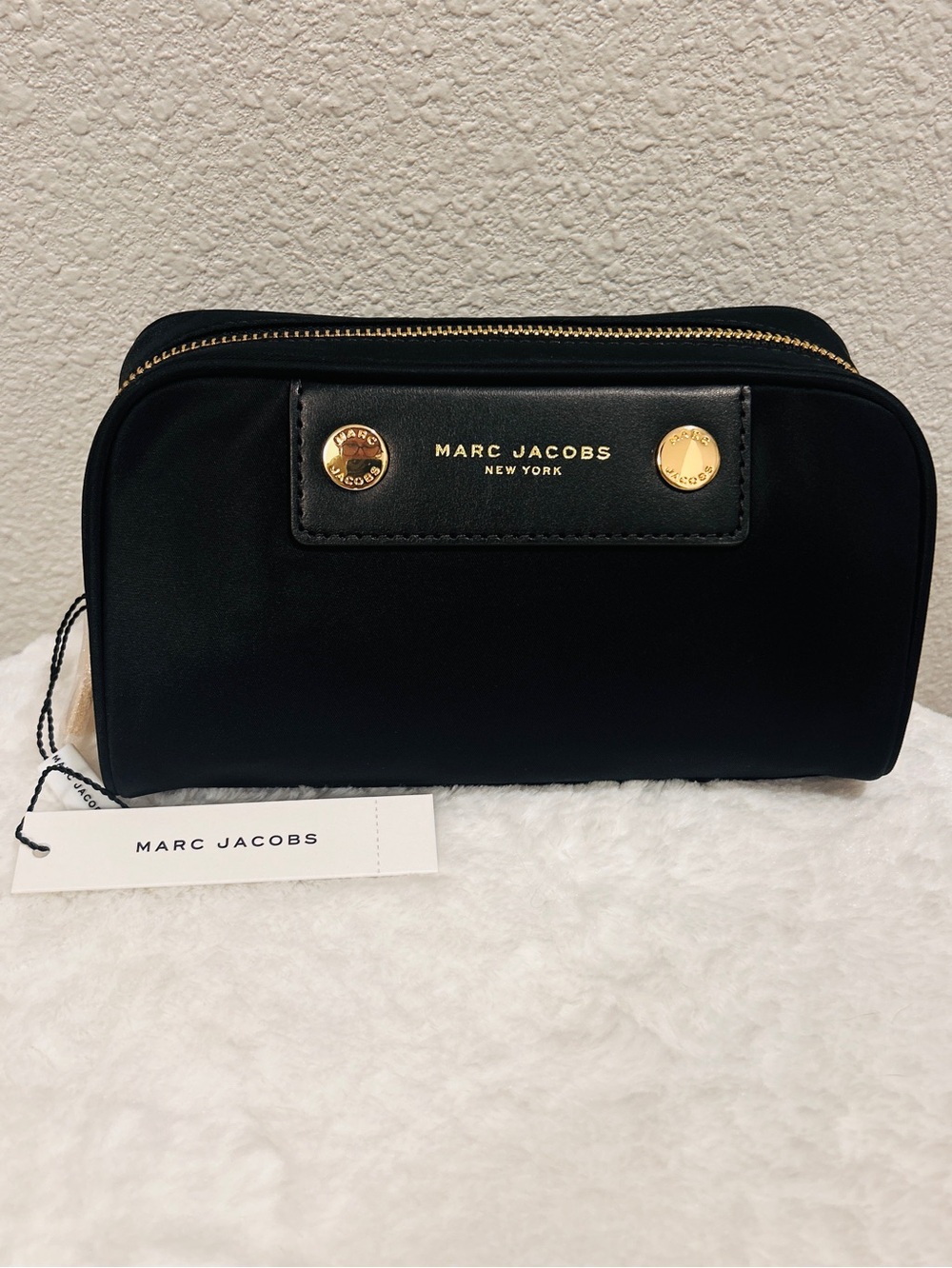 Marc Jacobs Black Cosmetic Pouch with Gold Zipper